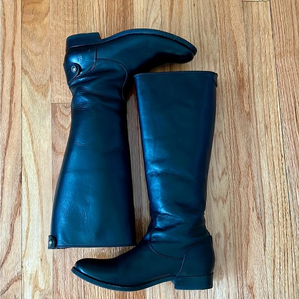 Frye Melissa Button Back Zip Black leather boots women size 6.5